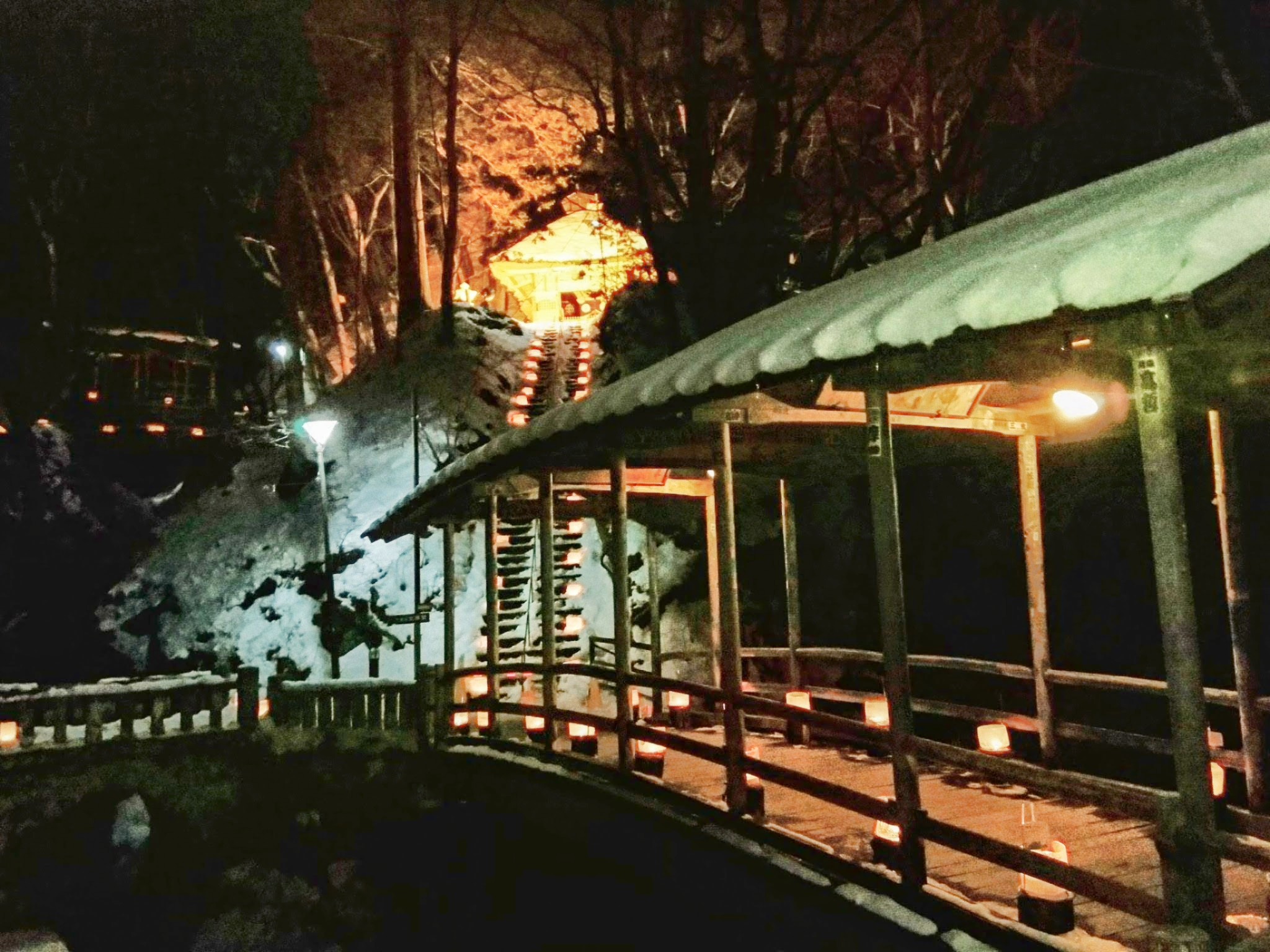 信州「鹿教湯温泉氷灯ろう夢祈願」は氷の炎と湯の温もり